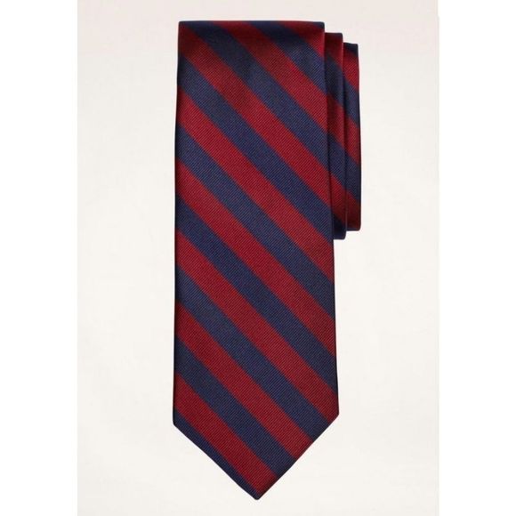 Brooks Brothers 100% Silk Rep Tie Diagonal Stripes Burgundy & Navy - Picture 1 of 6